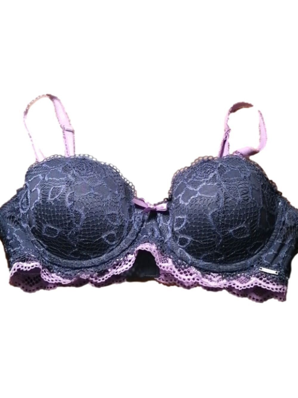 2 for $20! La Vie En Rose Lace Periwinkle Push up bra with pink lace trim